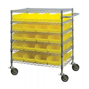chrome-wire-shelving-with-small-parts-bins-mobile